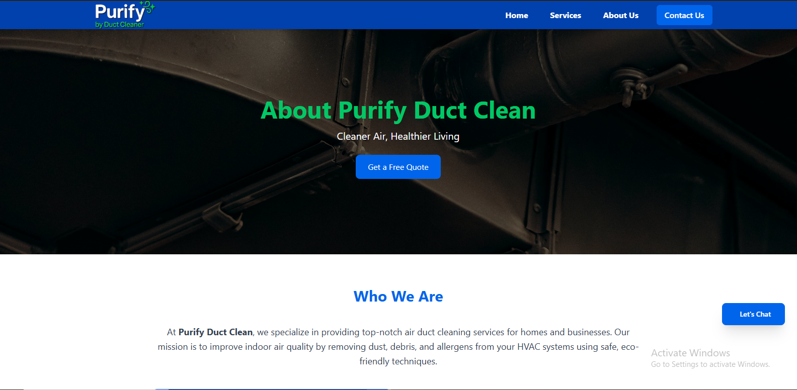 Purify Website Preview